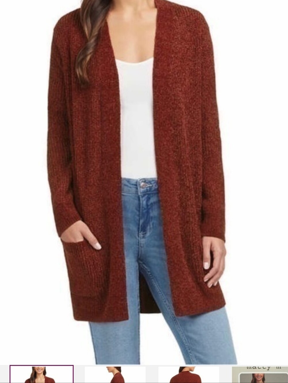 Matty M soft chenille open front cardigan sweater XXL. Color Rust. NWT